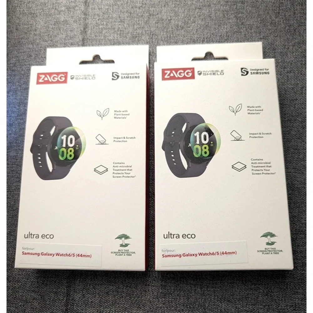 ZAGG Ultra Eco Screen Protectors Shield – Samsung Galaxy Watch 6/5 44mm (2 Pack)